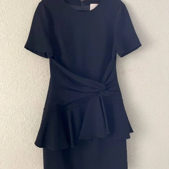 Women's Cinq a Sept Fontaine Fit Flare Dress Ruffle Layer Black Lined Size 4 NEW